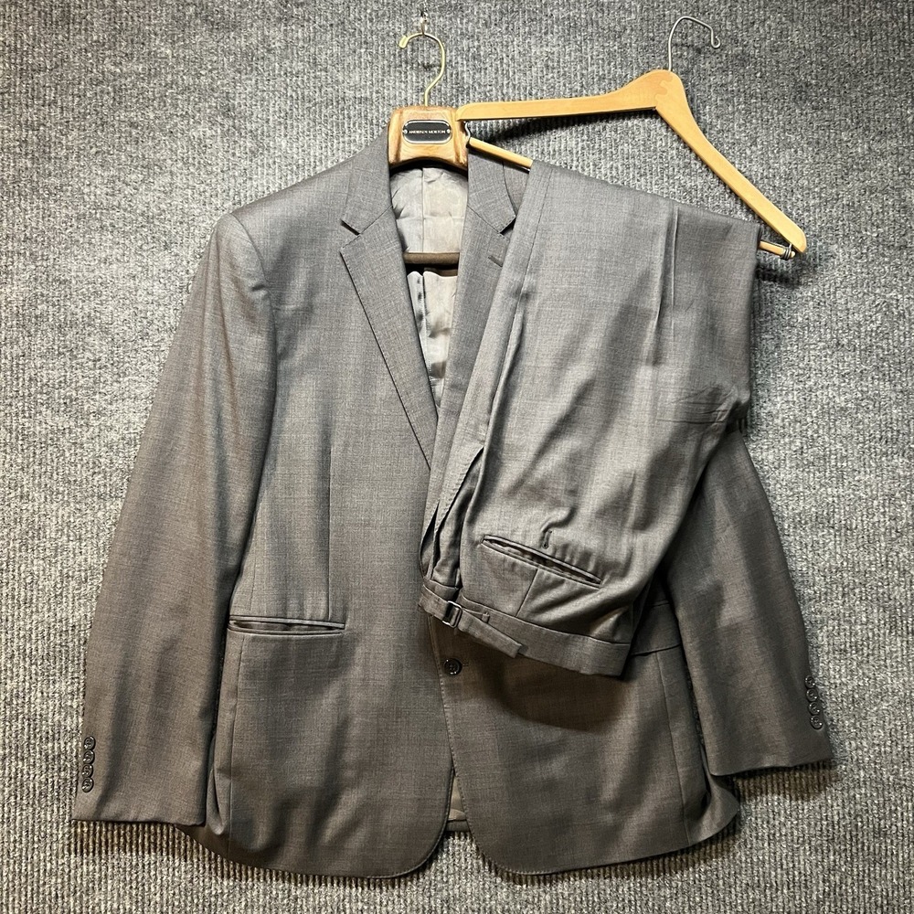 Ralph Lauren Black Label 2 Piece Wool Suit Size 44L/37x33 Gray Made In Italy
